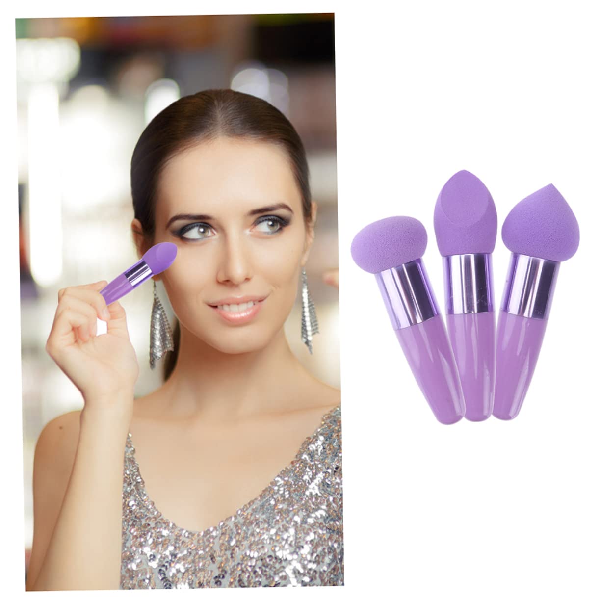 MAGICLULU 6sets Handheld Makeup Sponge Pen Dual-ended Cosmetic Applicators Handles for Foundation Blending for Professionals Beginners Washable Beauty Tools