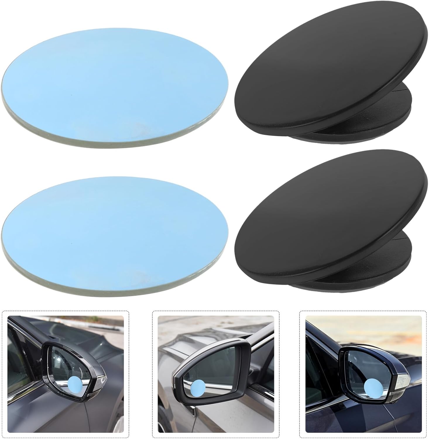 Car Blind Spot Mirror 2pcs Frameless round Auxiliary Rearview Mirrors with Smooth Border Blue Tint for Enhanced Driving Safety and Parking Assistance