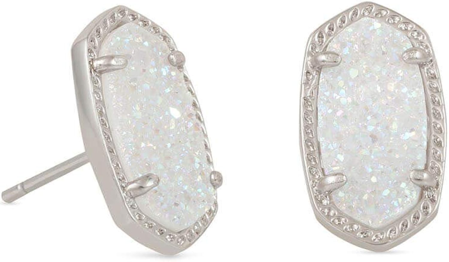 Kendra Scott Ellie Stud Earrings for Women, Fashion Jewelry, Rhodium-Plated, Rose Quartz: Clothing, Shoes & Jewelry