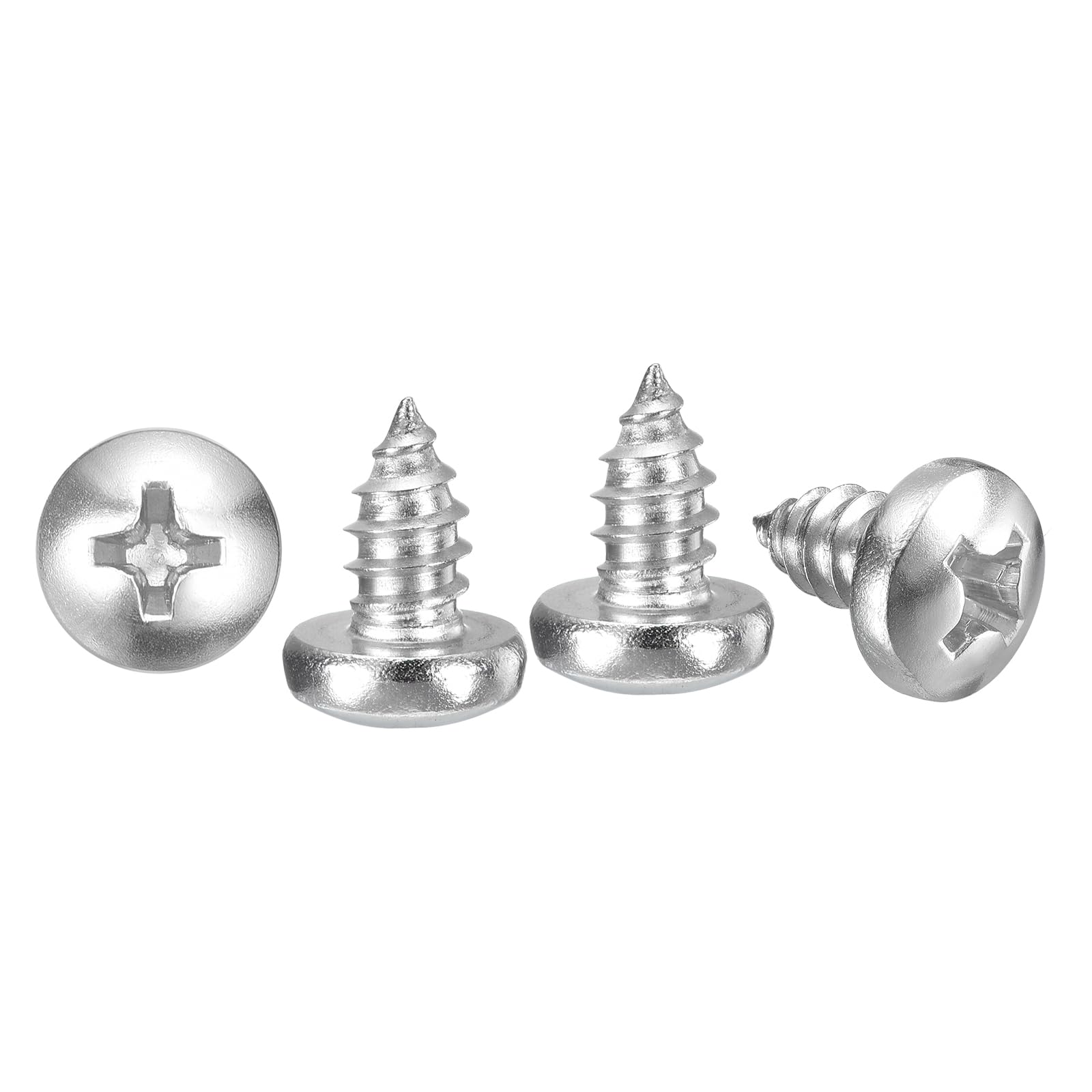 METALLIXITY Phillips Pan Head Self Tapping Screws(#14x1/2") 20Pcs, 304 Stainless Steel Self Drilling Screw for Metal Wood Plastic, for Cabinet Wall Shutter Plate Rock Furniture, Silver Tone — image 1