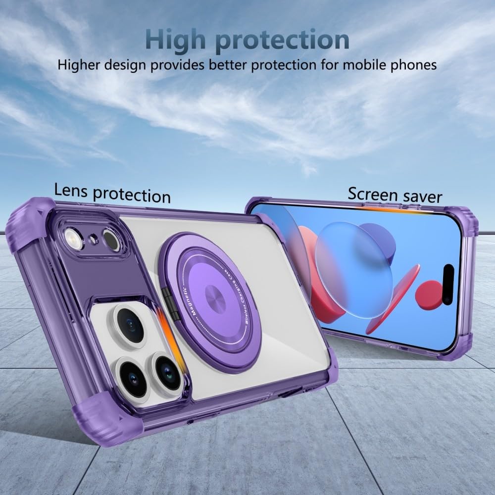 Generic Custodia compatibile con Samsung Galaxy S26 (colore: trasparente) Custodia posteriore rigida in silicone antiurto con anello girevole