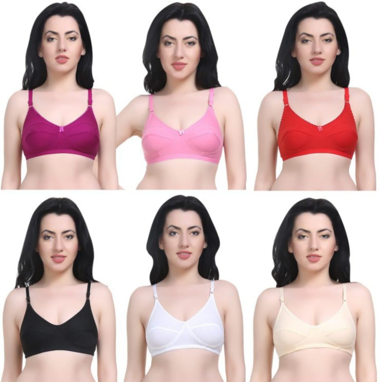 Women's Cotton Non-Padded Wired T-Shirt Bra Combo Pack of 6|Everyday Non Padded Bra for Women Combo Pack of 6-image-21