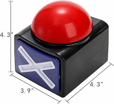 Cididu 4 Pack Game Answer Buzzers, Answer Button Props for Game Show, Trivia Quiz Got Talent Buzzer, Buzzer Alarm Buttons with Sound and Light, Party Contest Prop Perfect for Adults