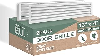 Vent Systems 18" x 4" Inch White Louvered Two Sided Door Grille