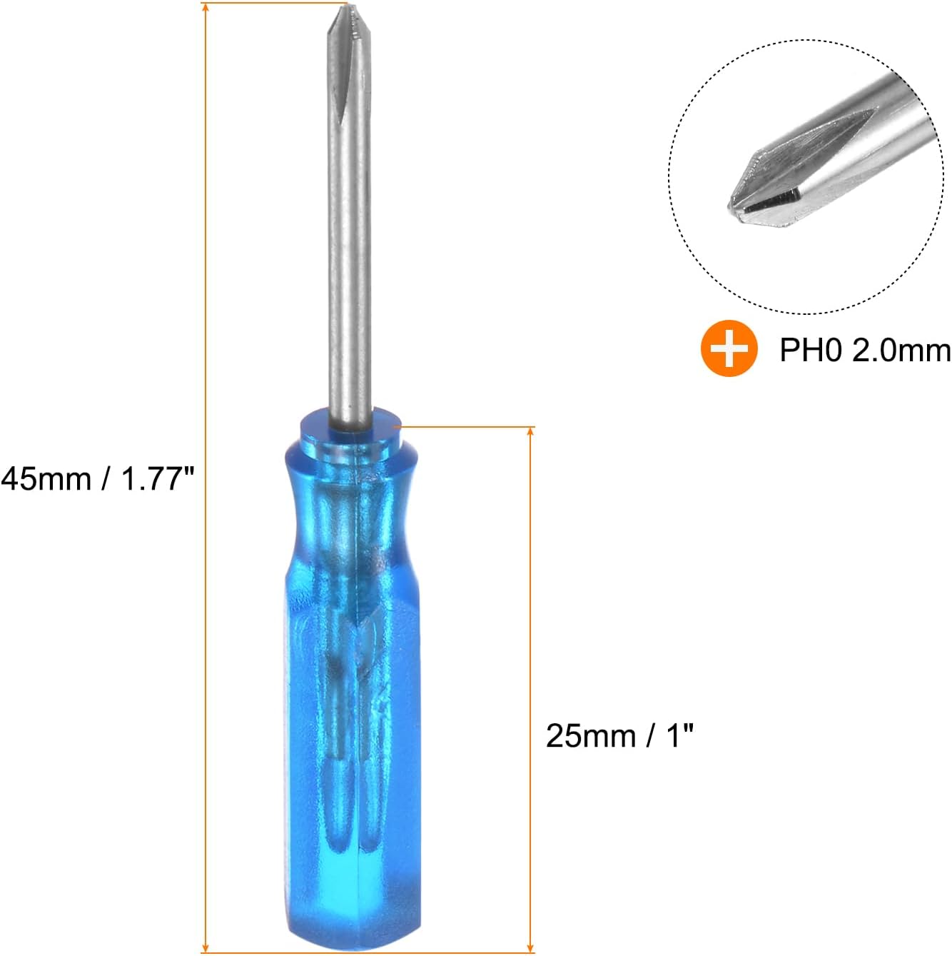 Generic 8Pcs PH0 Mini Phillips Screwdriver 2mm Magnetic Cross Head 45mm Length for Small Appliances Repairs, Blue