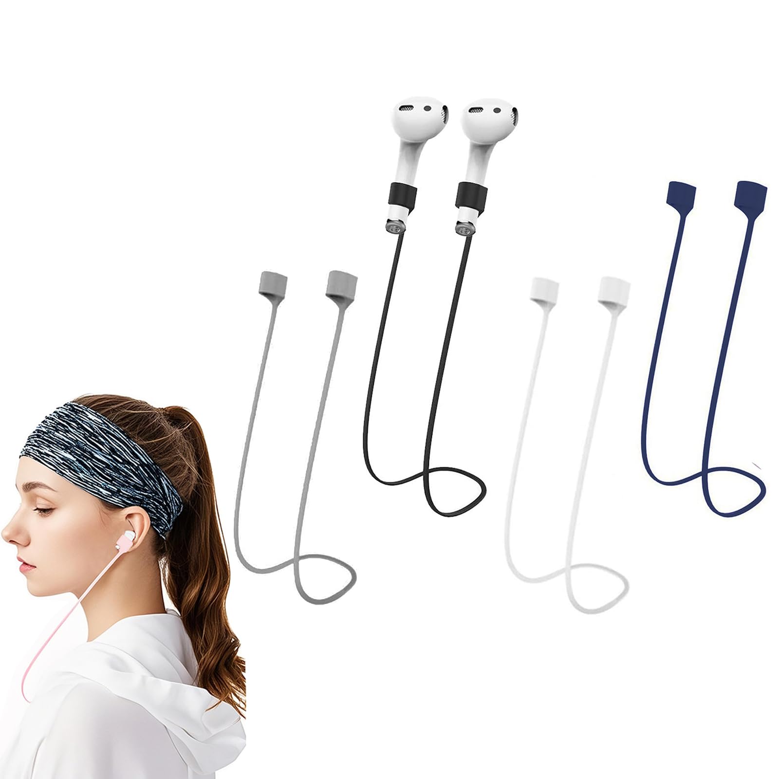 Magnetic Anti-Lost Straps for AirPods,Colorful Soft Silicone Sports Lanyard, Neck Rope Cord