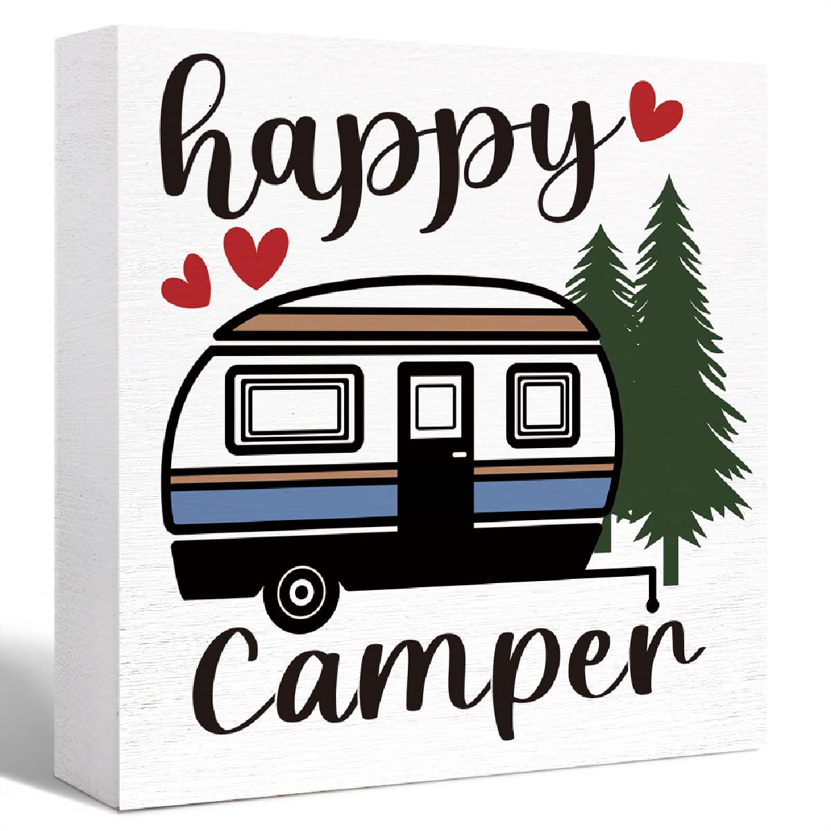 Cartello Decorativo In Legno Per Camper: "Happy Campers Live Here", 30,5 X 20,3 Cm, Con Fori Preforati