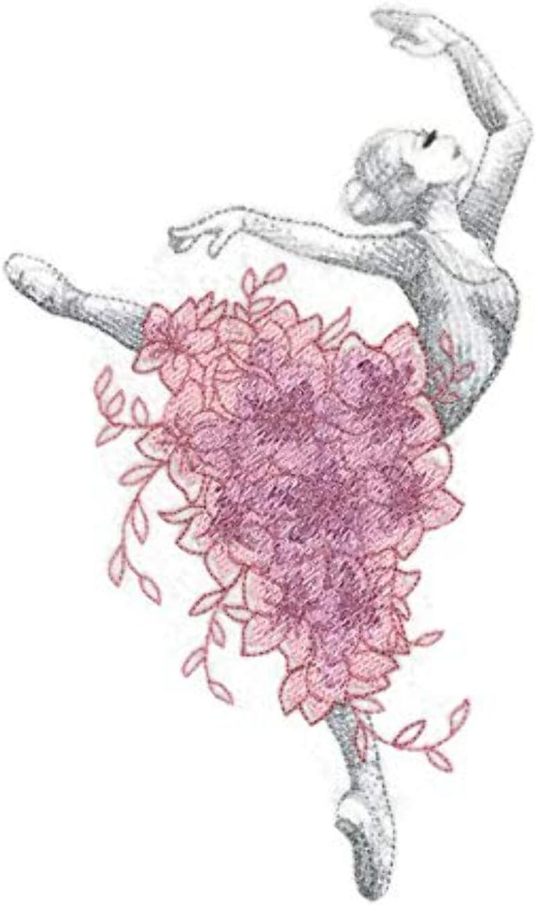 Let's Dance Custom and Unique[ Ballerina Dancer with Flowers] Embroidered Iron on/Sew Patch [7.8" *4.6"] [Made in USA]