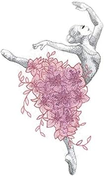Lets Dance Custom and Unique[ Ballerina Dancer with Flowers] Embroidered Iron on/Sew Patch [7.8" *4.6"] [Made in USA]