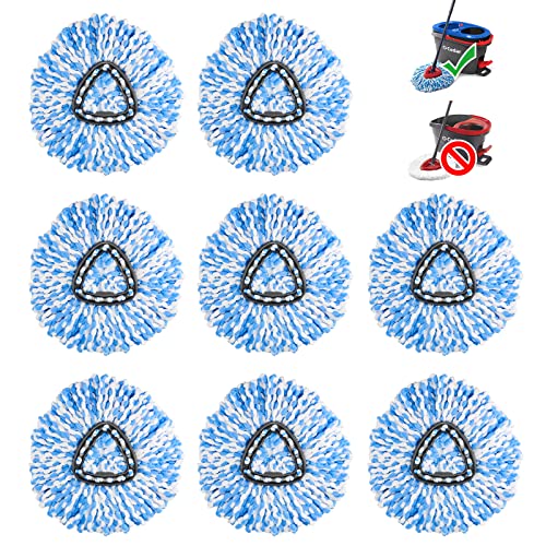 8 Pack Mop Replace Head for O-Cedar EasyWring RinseClean Spin Mop, New Version 2 Tank System Microfiber Mop Refills (Blue)
