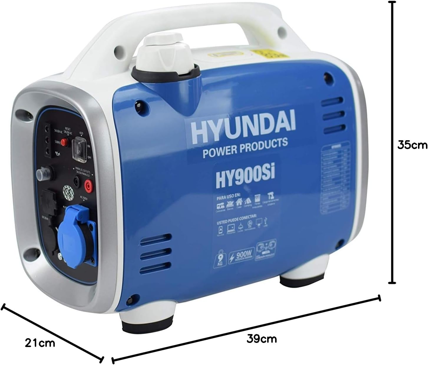 Close-up of Hyundai HY-HY900SI Inverter Generator control panel