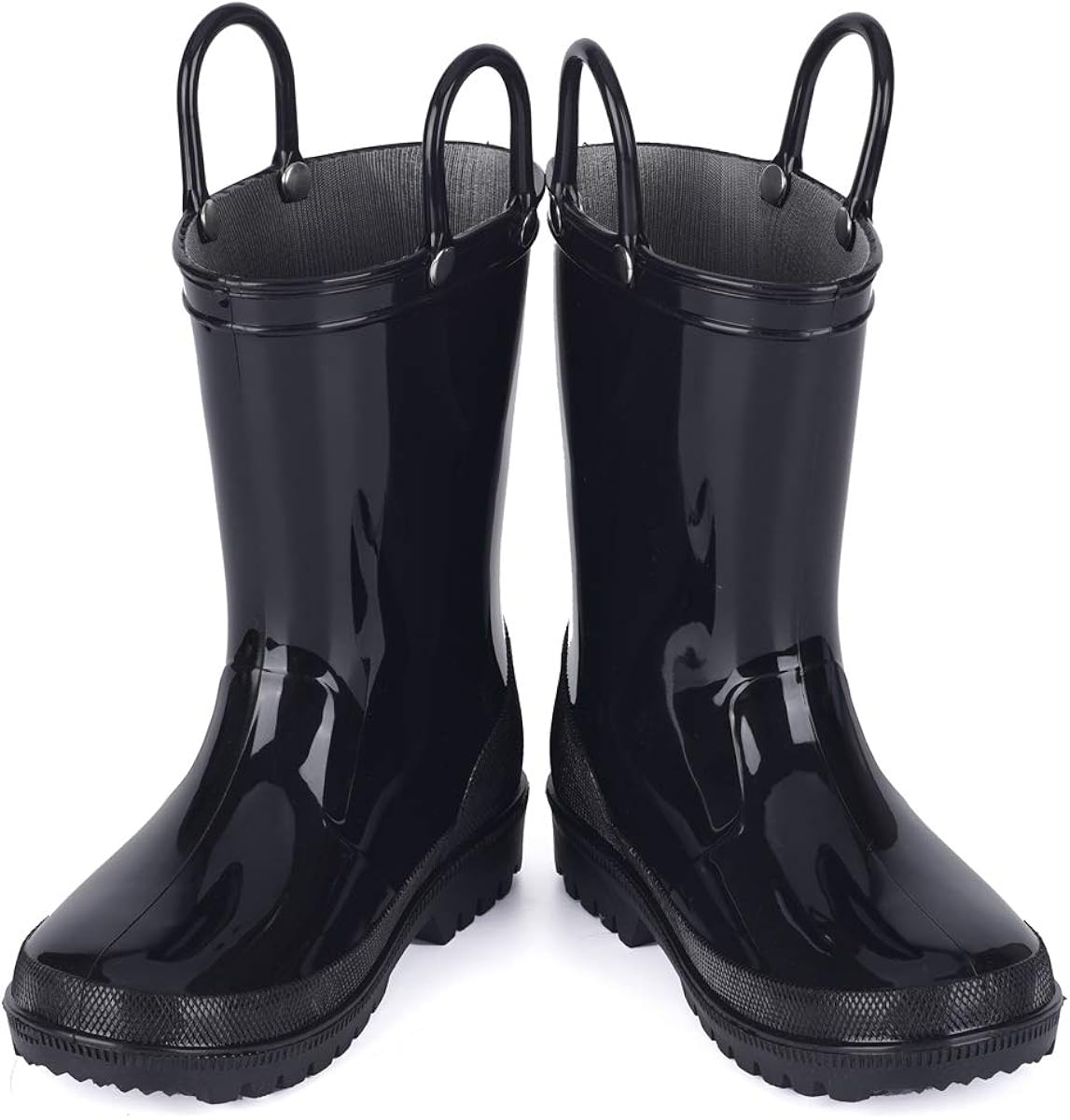 HugRain Toddler Kids Lightweight Adorable Rain Boots 5 Toddler Black