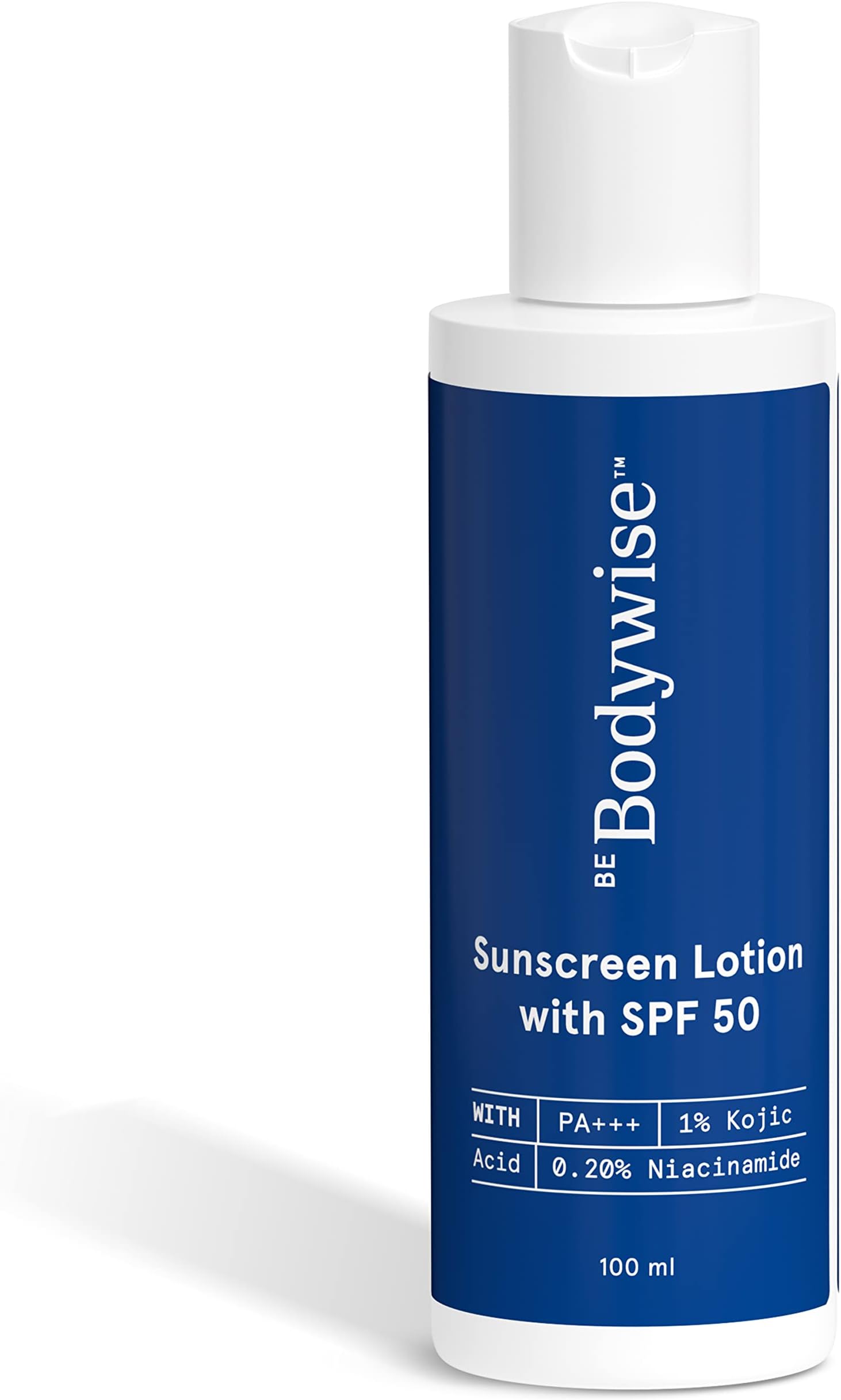 Be Bodywise Sunscreen Lotion with SPF 50 PA+++ | With 1% Kojic Acid & 0.20% Niacinamide | Prevents Sun Tan, Leaves No White Cast & Gives Broad Spectrum Protection | 100ml