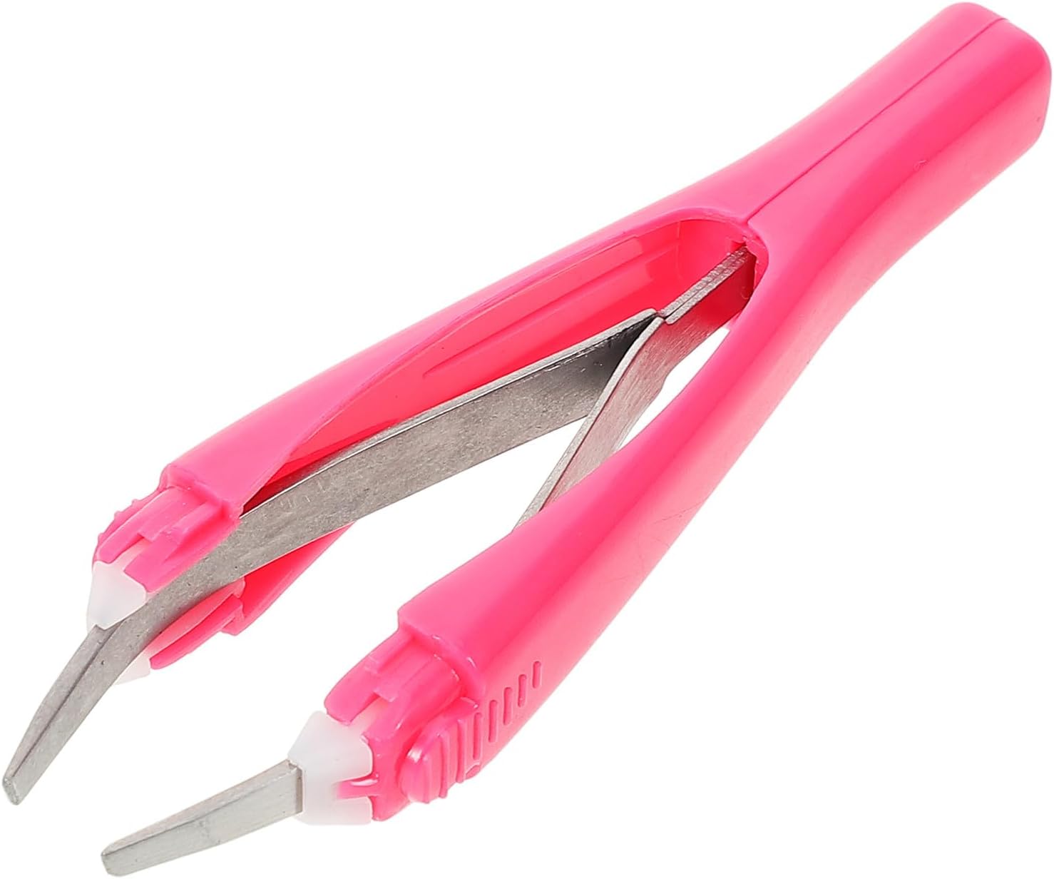 Amosfun Automatic Eyebrow Tweezer Clip, Pink 9.2cm Stainless Steel Eyebrow Trimming Tool for Precise Facial Hair Removal and Grooming