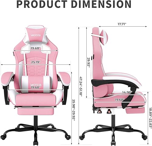 Miniatura 2 de Silla de juegos con masaje, silla ergonómica para juegos de PC con reposapiés, cómodo reposacabezas y soporte lumbar, silla de juegos de respaldo