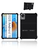 for JUNINKE T30 Android 15 Tablet,10.1 inch Tablets Case,UYRUREL Soft Silicone Adjustable Stand Cover Lightweight Kids Friendly,with Capacitive Pen,Black.