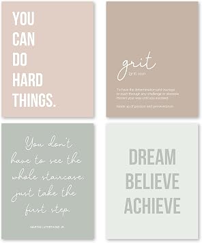 FUQWZ Inspirational Wall Art Set of 4 8x10in, Unframed, Motivational Wall Art Prints for Office,Bedroom,Living room,Dormitory,Classroom011
