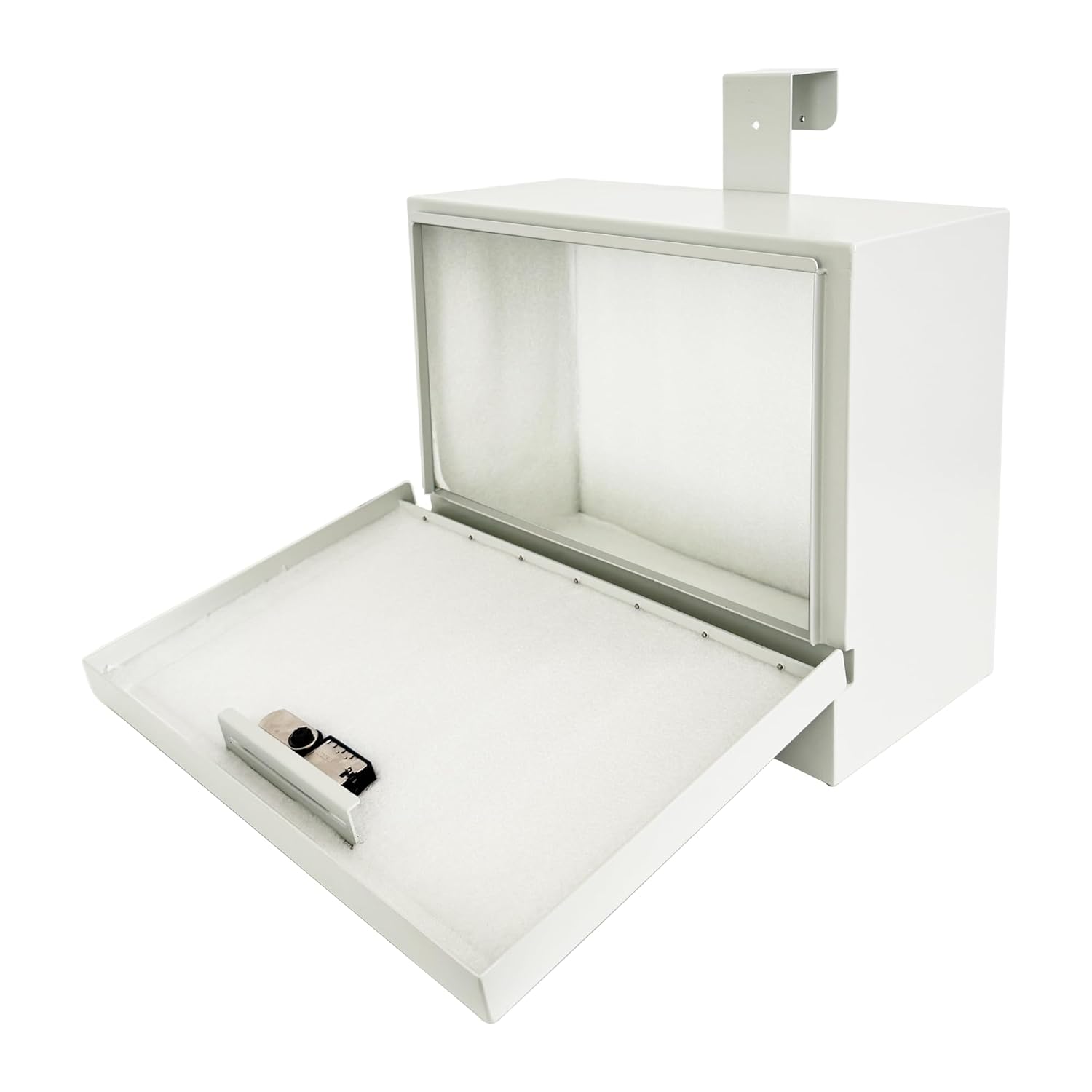 Metal Specimen Drop Box, Medium Size, Over-the-Door Hanging with Combination Lock, Secure Collection for Labs, Clinics, Medical Offices, Durable Steel Construction, Gray Finish