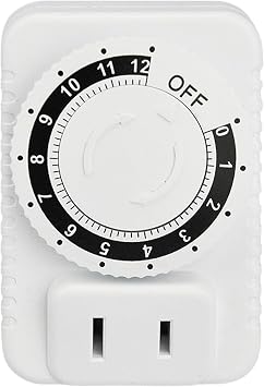 Timer Outlet Electrical Outlet Timer Auto Timer Outlet 12 Hour Plug In Countdown Timer Auto Timer Socket for Phone Charger Electric Timer with Auto Shut-off Time Mini Light Timer for Power Socket, Aquarium, Fan, LED Light