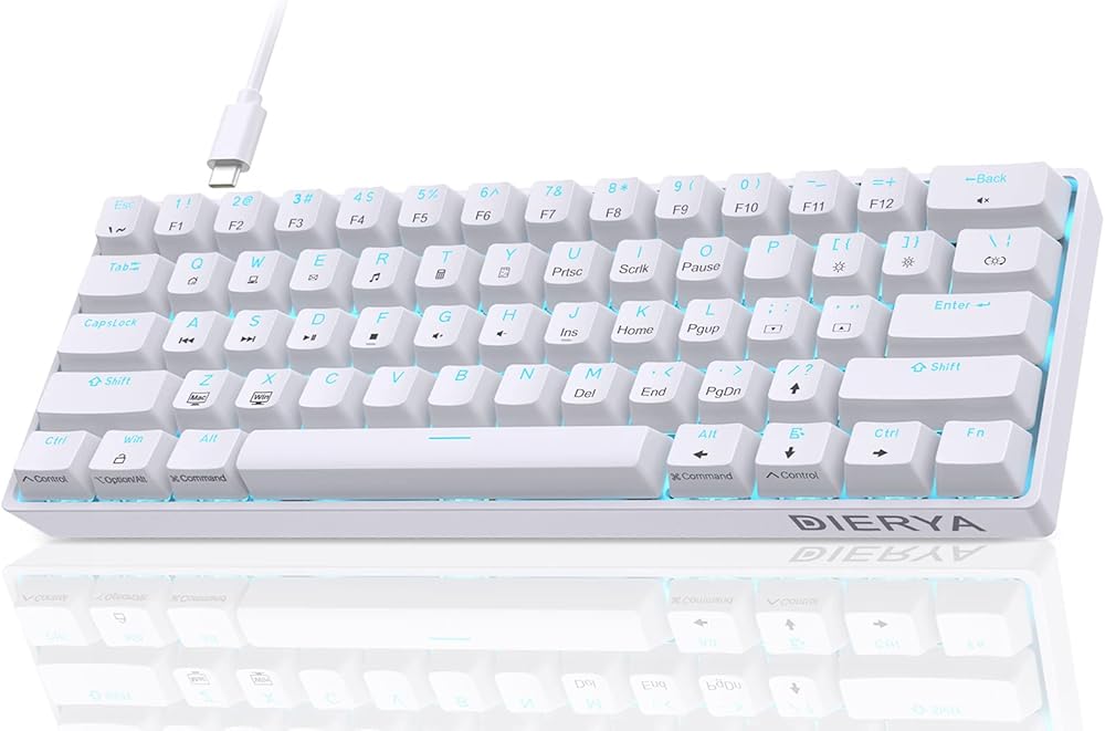 Dierya Clavier Gamer Mécanique 60% Câblé avec Interrupteur Rouge,DK61se Clavier Gaming Rét