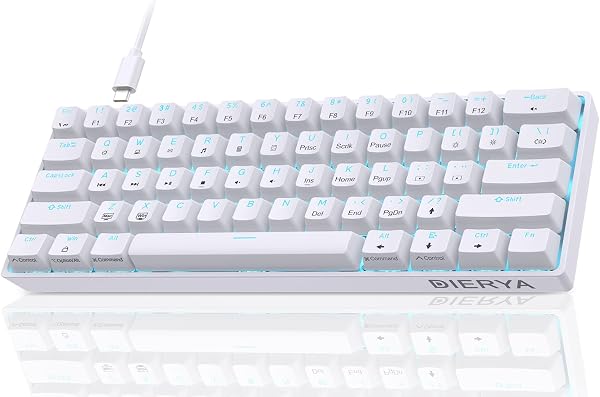 Dierya Tastiera da Gaming Meccanica al 60% con Interruttori Meccanici Lineari,DK61se Keyboard Gioco Monocromatico RGB Type-C Mini Compact 61 Tasti Anti-Ghosting(Layout US,QWERTY) Bianco - 1