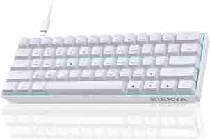 Clavier Gamer Mécanique Dierya T68se - 60% Compact 68 Touches, Switch Bleu, Rétroéclairage LED, Anti-ghosting - Layout US, Blanc