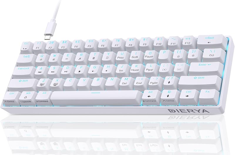 DIERYA DK61se Gaming Keyboard,60% Mechanical Keyboard with Red Linear Switch,Ultra-Compact MiMi 61 Keys, Anti-Ghosting,Type C Data Cable, American Lay-Out for PC,Windows