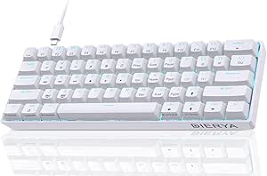 Dierya Clavier Gamer Mécanique 60% Câblé avec Interrupteur Rouge,DK61se Clavier Gaming Rétroéclairage Bleu Glacier,Type-c Mechanical Keyboard Compact 61 Touches Anti-ghosting-US Layout,Blanc