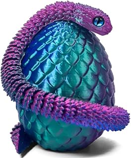 3D Printed Snake Eggs, Rotary Gear Eggs with 11.8 Inch Snake Inside, Fascinating 3D Animals Snake Toy, Perfect 3D Printed Animals for an Exciting Easter Gift, Home Office Decor (Dazzling Color)
