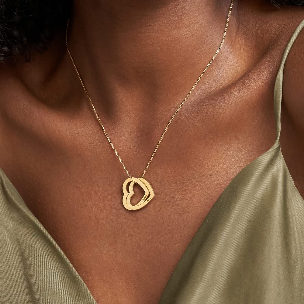 MyNameNecklace MYKA - Collar Corazones Entrelazados - Joyería para Mamá, Abuela, Novia - collar con nombre, inscripciones, letras - Regalos para mujer, Aniversario, Día del amor