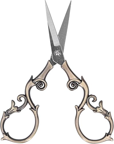 TIJERAS DE COSTURA EUROPEAS VINTAGE TIJERAS DE BORDADO FLOR PARA TRABAJO DE SASTOR - ACERO INOXIDABLE (Bronce)