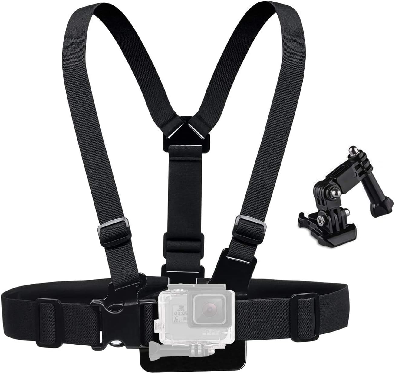 eWINNER Chest Mount Harness Elastic Camera Vest Strap for GoPro Hero 10/9/8/7/6/5/4/3/3+, Black