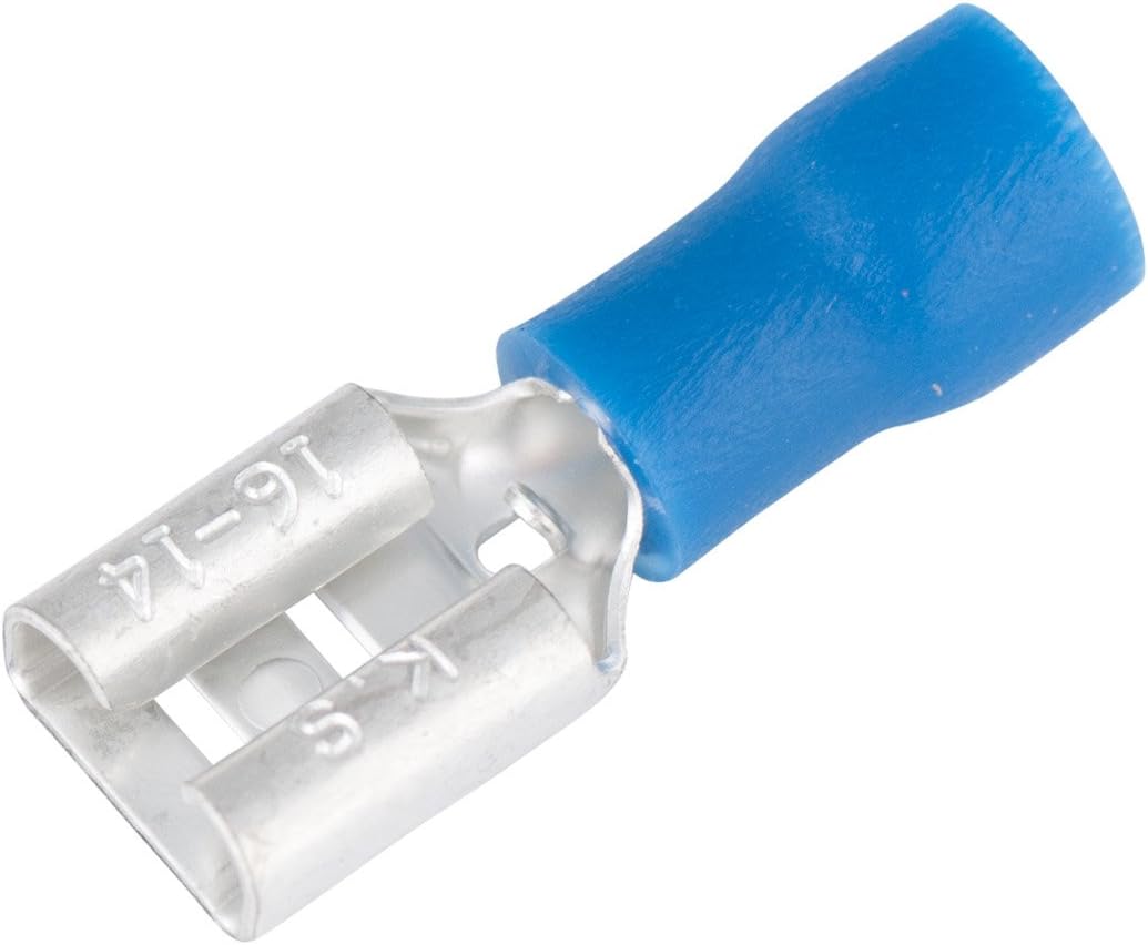 One-Day Sale: Up to 50% Off Gardner Bender 10-143F Disconnect Female,Vinyl-Insulated Barrel, 16-14 AWG, 1/4 in. Tab, Blue