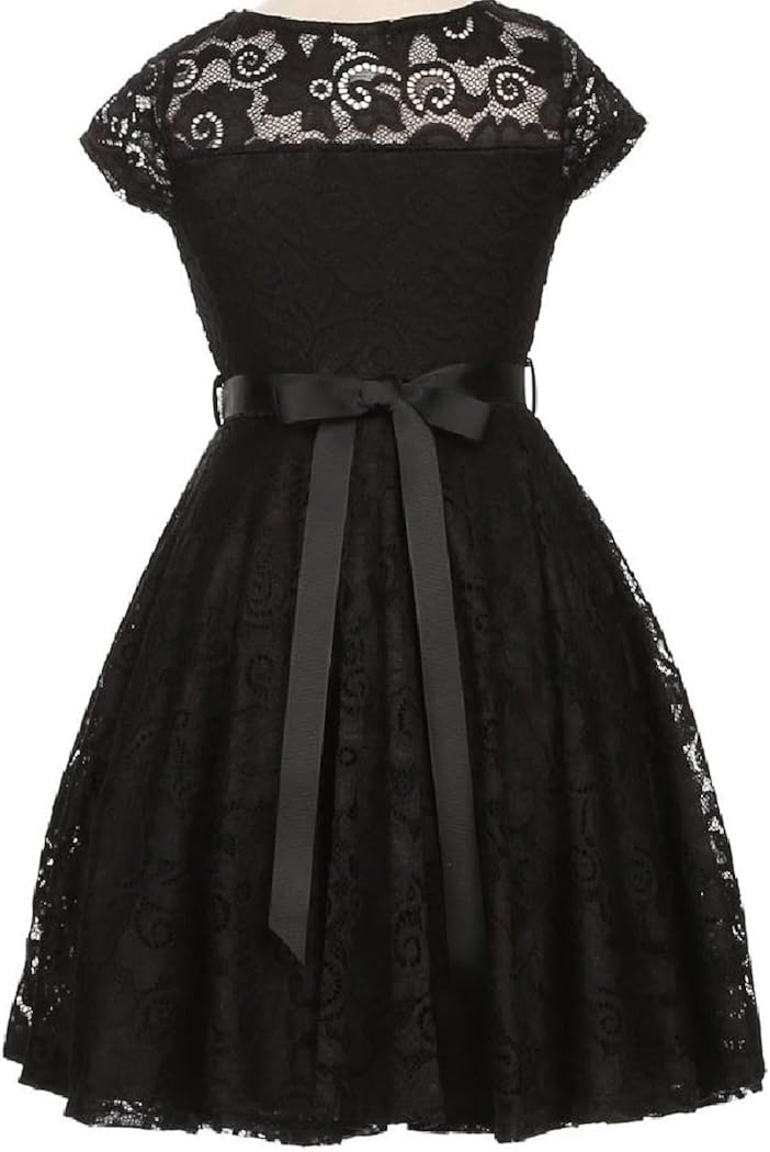 Little Girl Cap Sleeve Lace Skater Stone Belt Flower Girls Dresses: Clothing, Shoes & Jewelry