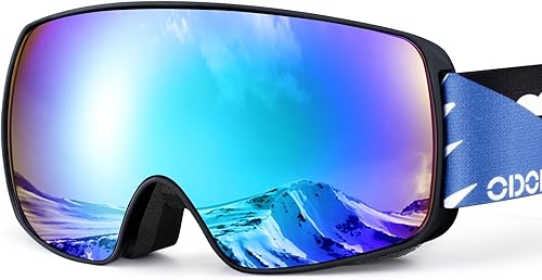 Odoland Gafas de esquí para niños, gafas de snowboard para jóvenes esquiadores de 8 a 16 años, gafas de nieve S2 con lente doble, protección