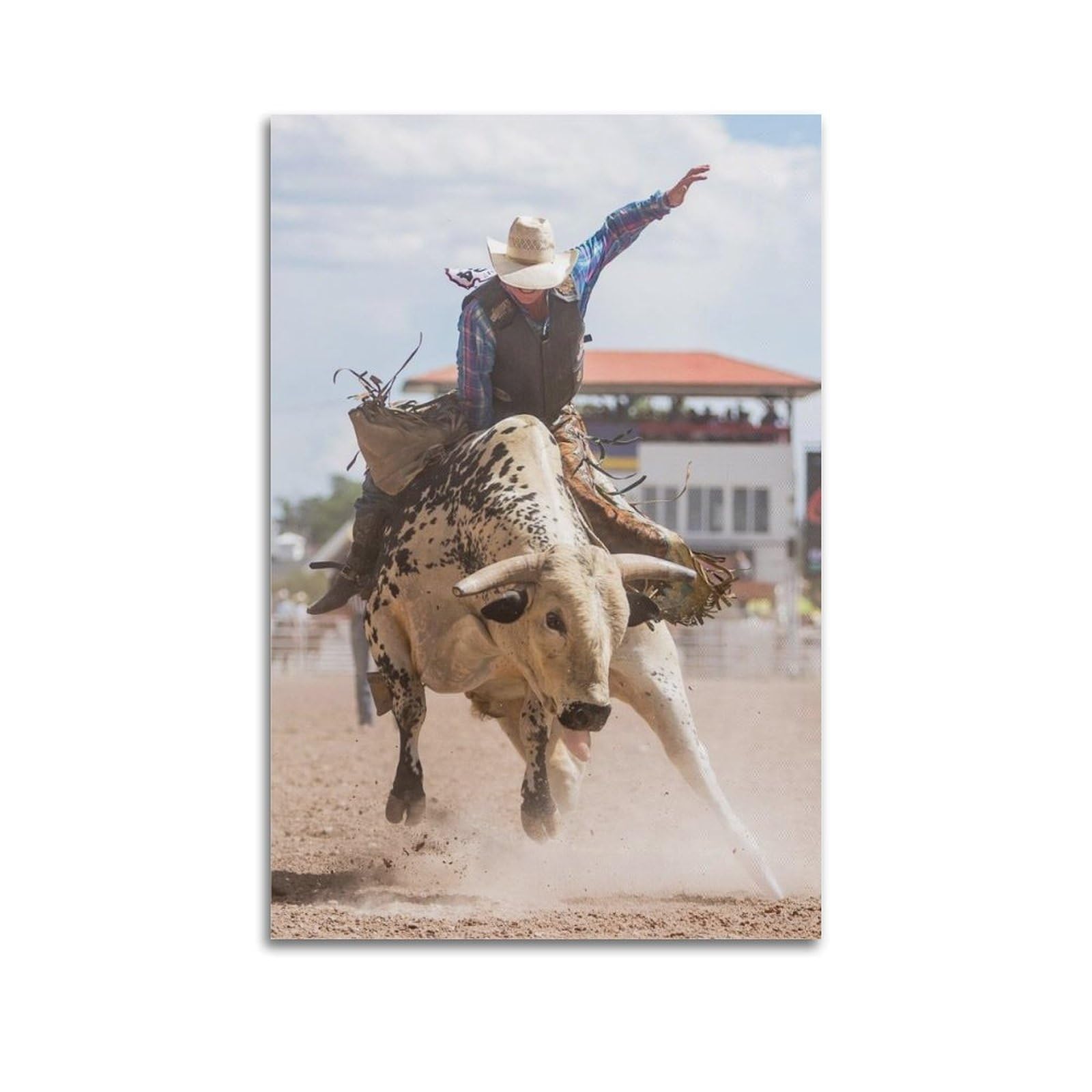 XKUGA Bull Riding Rodeo Poster Raging Bull Bullfighter Modern Decorative Canvas Prints - Ideal Wall Art for Family, Man Cave, Game Room, Boys & Girls Bedroom 12x18inch(30x45cm)