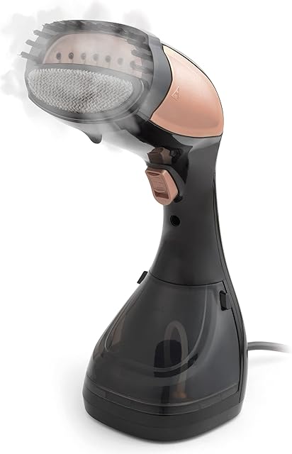 Beldray BEL01552RG-150 Handheld Garment Steamer, Steam, Refresh and Sanitise All Fabric Types and Surfaces, Lightweight, Compact, Ceramic Soleplate, Chemical Free Steaming, Rose Gold, 150 Year Edition