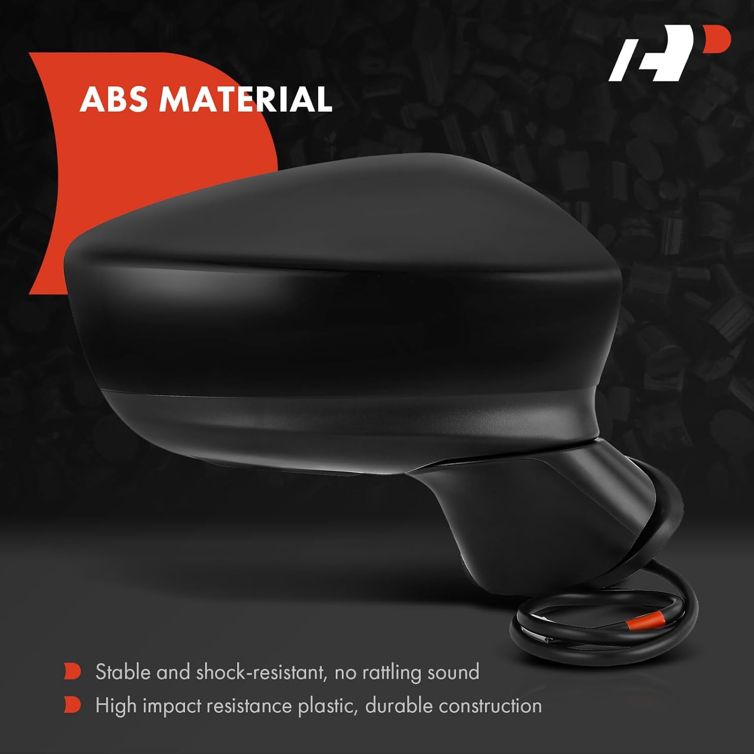 A-Premium Passenger Side Power Door Mirror - Compatible with Mazda 3 2017-2018, 3 Sport 2017-2018 - Non-Heated Folding Black Outside Rear View Mirror - Replace# BABF-69-121A
