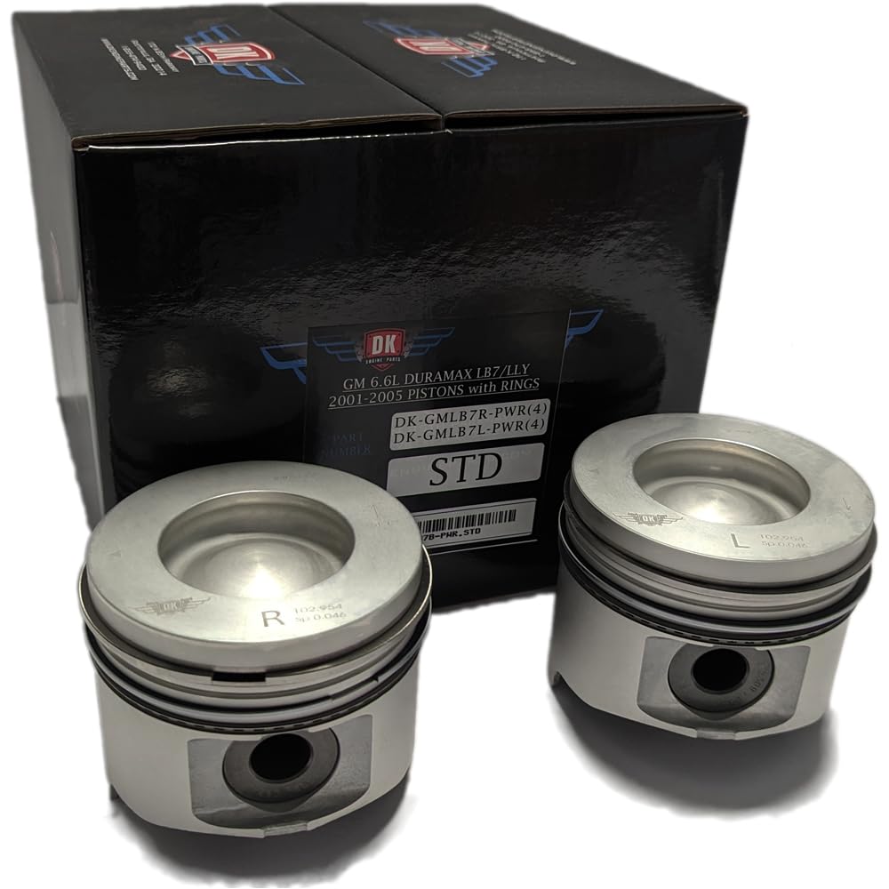 New DK Piston Set (8) w/Rings - Fits 6.6L Duramax LB7 & LLY 2001-2005 (STD)
