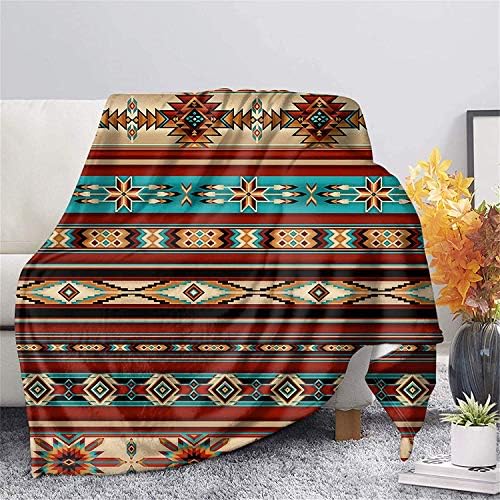 Aoopistc Southwest Aztec Soft Flannel Throw Blanket Western Navajo Bohemian Cozy Blankets for All Seasons, Bed/Couch/Sofa/Office/Camping