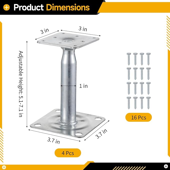 Mini gato de piso ajustable 5-7 in, 4 piezas miniatura 3