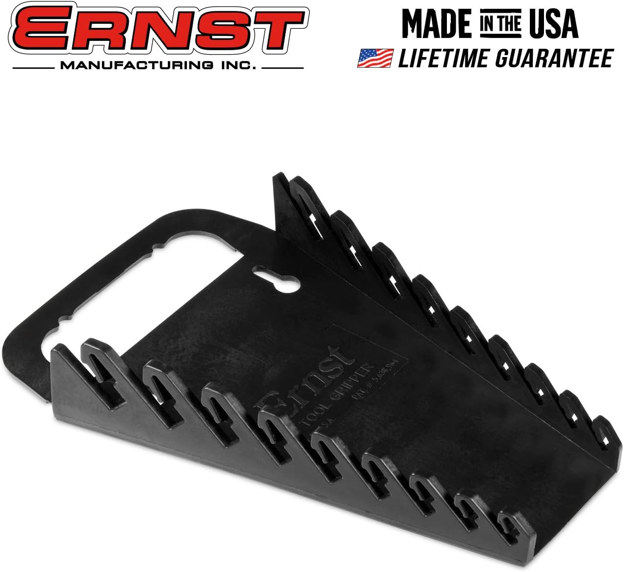 Ernst Manufacturing 5085 9-Wrench Gripper Portable Wrench Organization - Sturdy Flexible Design, Fits 1/4" to 3/4" & 6-15 mm, Black image 2