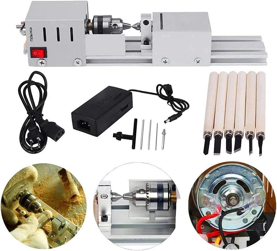 ZTBH Woodworking Lathe Mini Lathe Beads Machine Woodwork Lathe, Grinding Polishing Beads Rotary Machine Tool Set