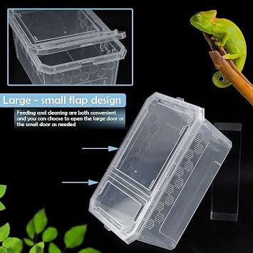 4 Pack Reptile Feeding Box Breeding Box Transparent Cage Habitat Hatching Container for Reptile Spider Scorpion Gecko Tortoise Treefrog
