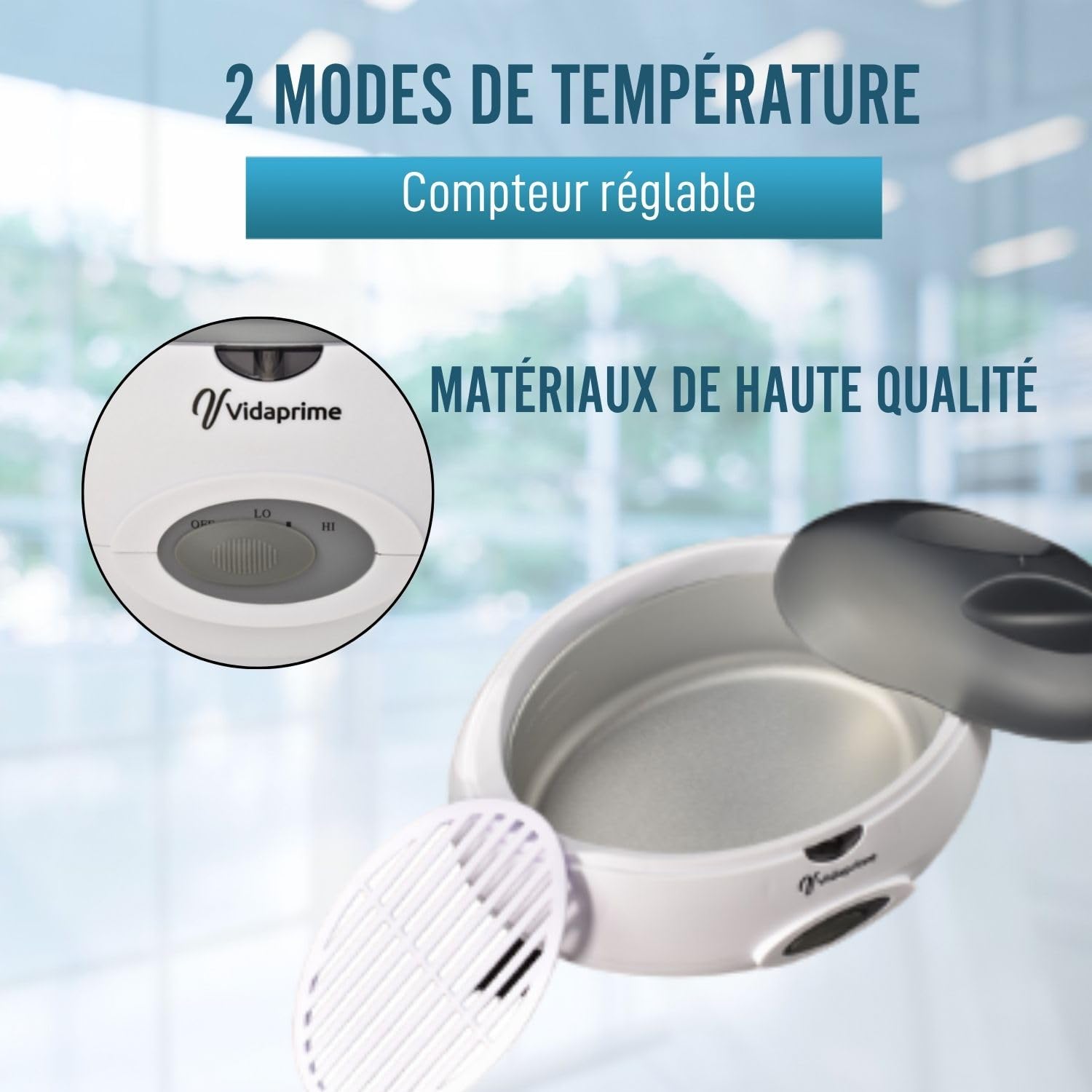 VidaPrime Bain de paraffine 3L pour mains et pieds – Chauffe-paraffine liquide – Soulage les douleurs musculaires et articulaires