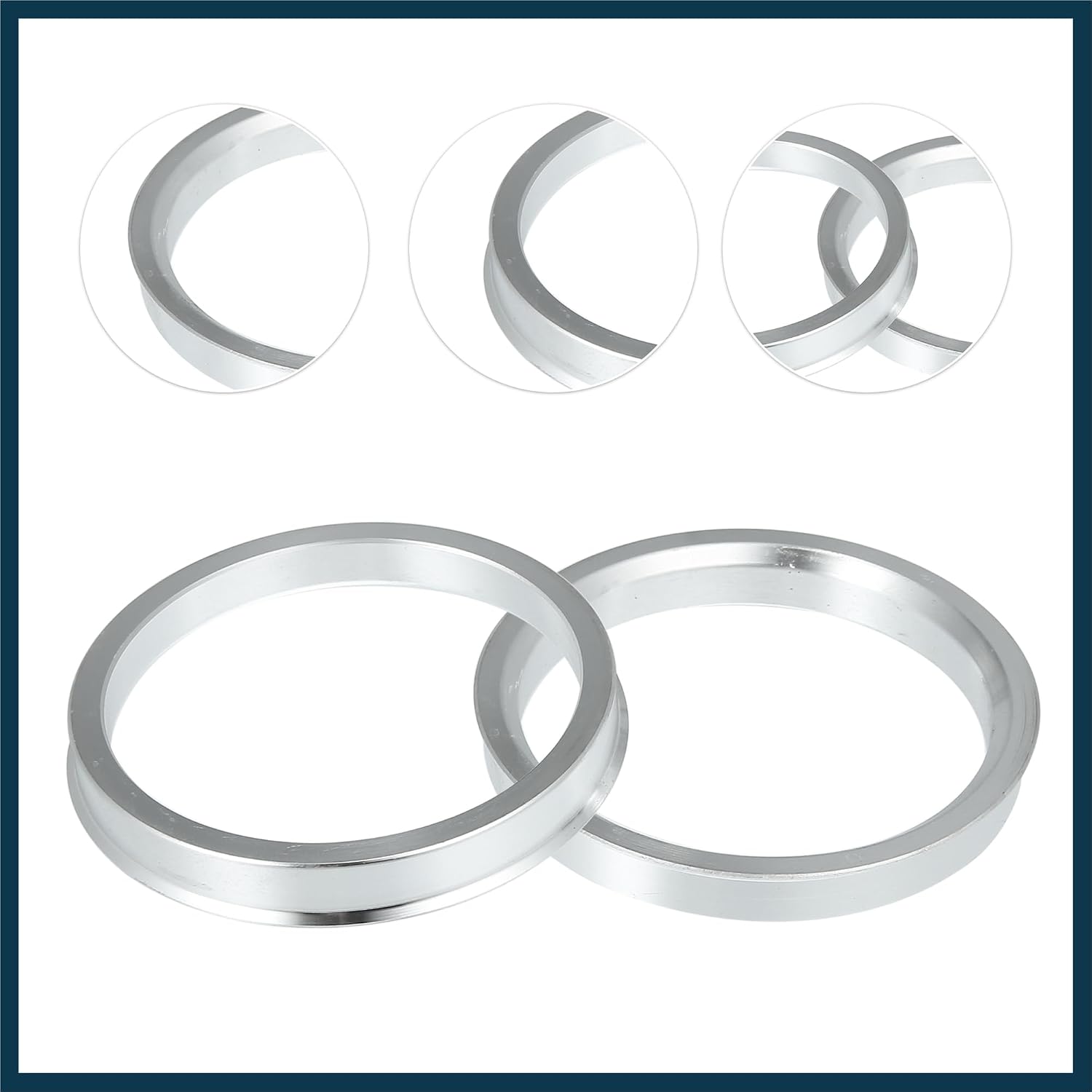 73.1mm to 63.3mm Universal Car Hub Centric Rings Silver Tone - Pack of 4 Automotive Parts