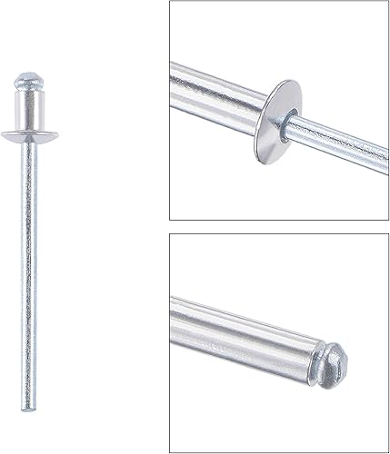 Miniatura 3 de uxcell Remaches ciegos, remaches de aluminio para tirar de remaches de decoración de núcleo de 0.126 in de diámetro 0.197 in de longitud de agarre