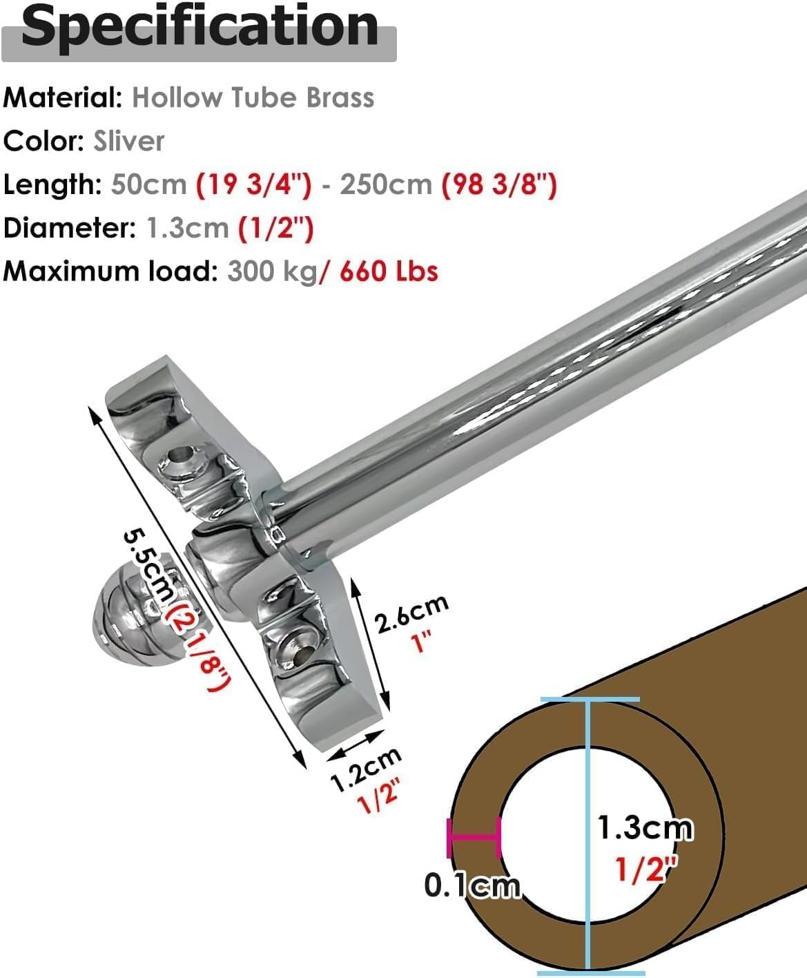Stair Carpet Rods, Commercial Residential Decoration Step Carpet Pressure Rods, Easy to Install(80cm/31.5in/2.6ft)