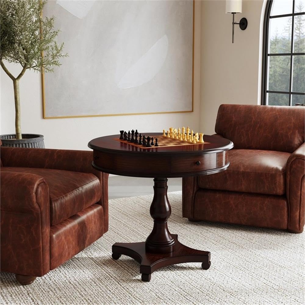 Butler Specialty Company Fredrik 34" D Round Wood Game Table - Cherry Brown