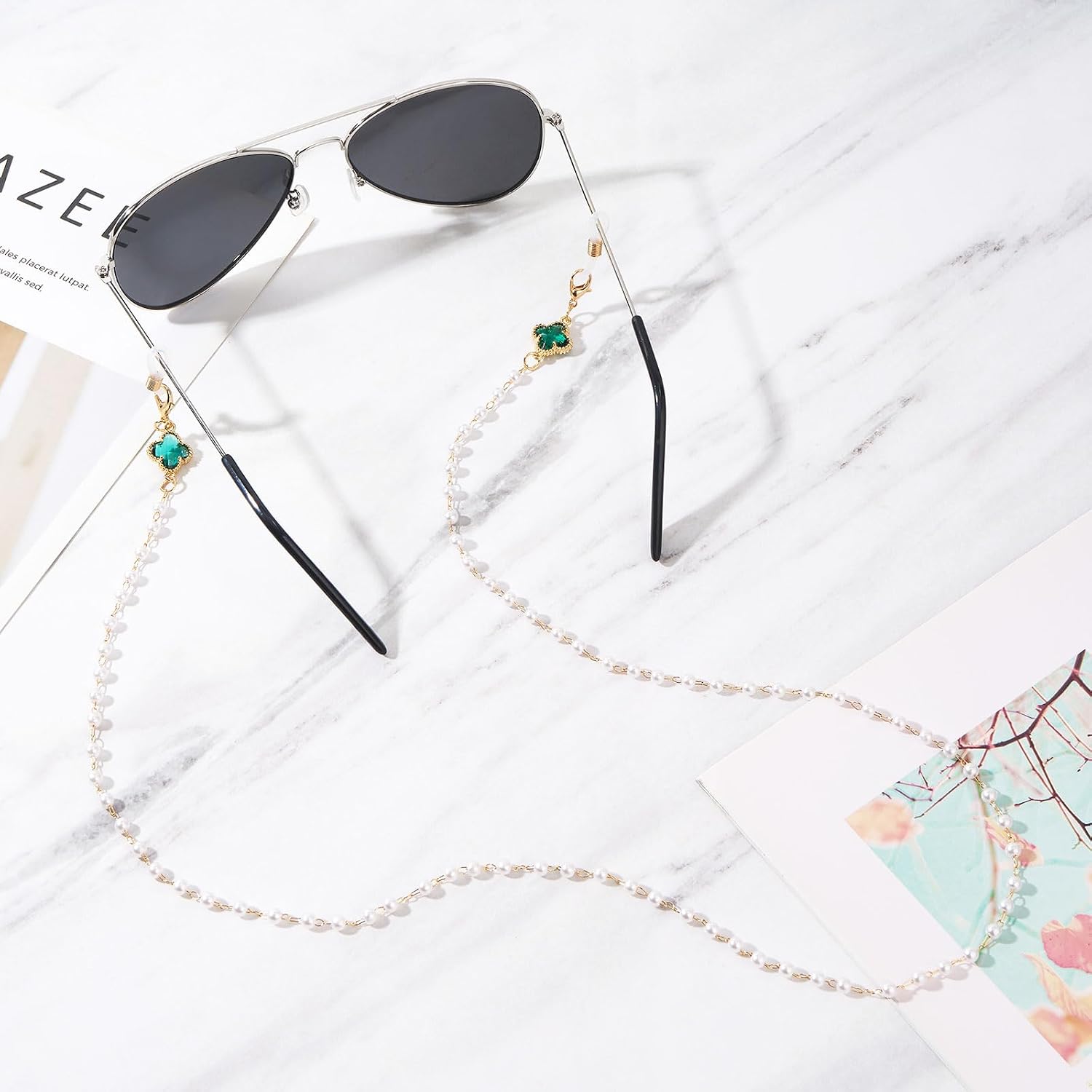 WOZEAH Eyeglass Chain for Women - Beaded Glasses Chain, Sunglasses Lanyard for Reading Glasses Strap